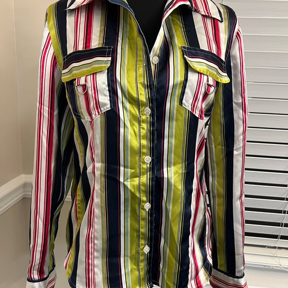 Sag Harbor Striped Button-Down Shirt-Small - Picture 2 of 6